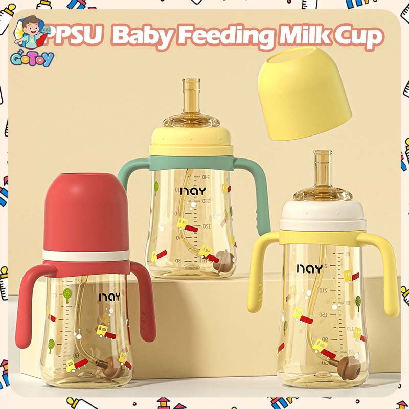⭐จัดส่งที่รวดเร็ว⭐ขวดนมเด็ก PPSU คอกว้าง  BPA ฟรี 300 มล 10 ออนซ์ การออกแบบป้องกันการหายใจไม่ออก