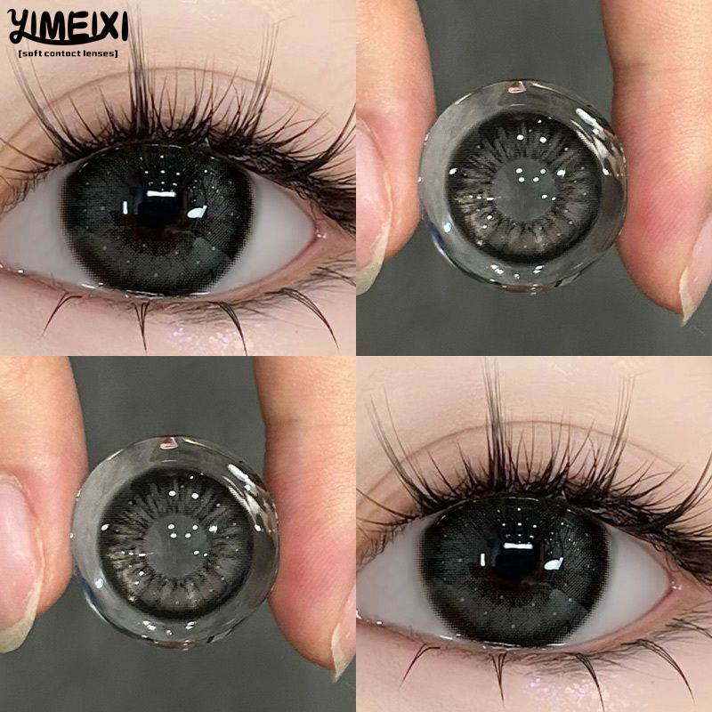 Yimeixi คอนแทคเลนส์ไฮโดรเจล สีดํา สีเทา เส้นผ่าศูนย์กลาง 14.5 มม. WT40% 6 เดือน