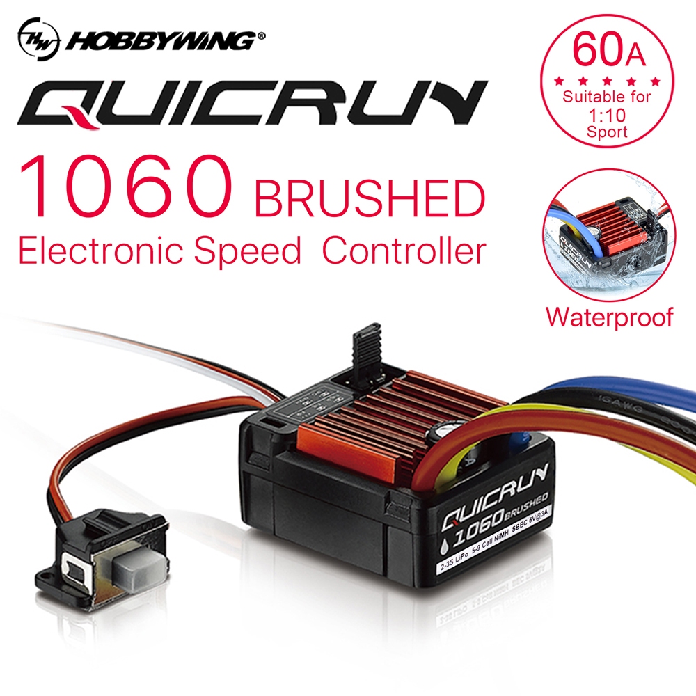 Hobbywing QuicRun 1060 60A ตัวควบคุมความเร็วไฟฟ้า ESC กันน้ํา พร้อมมอเตอร์ 550 540 สําหรับรถไต่หินบังคับ 1:10 Axial SCX10 Traxxas TRX4 TRX6 D90 HPI Redcat