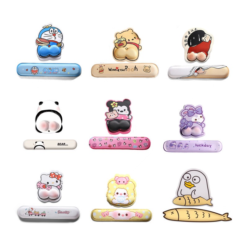 แผ่นรองเมาส์ คีย์บอร์ด ซิลิโคนนิ่ม กันลื่น ลายการ์ตูน 3D สําหรับคอมพิวเตอร์ ออฟฟิศ