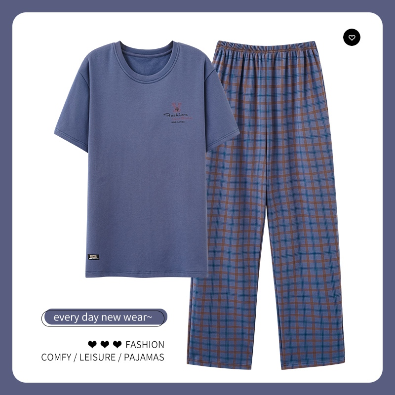 L-4XL Pajamas Men, Pajamas Pants, T-Shirts, Comfortable Pajamas Cotton,Elastic Waist, Pajamasistar Suitable for Any Style, Nightwear Pajama Set