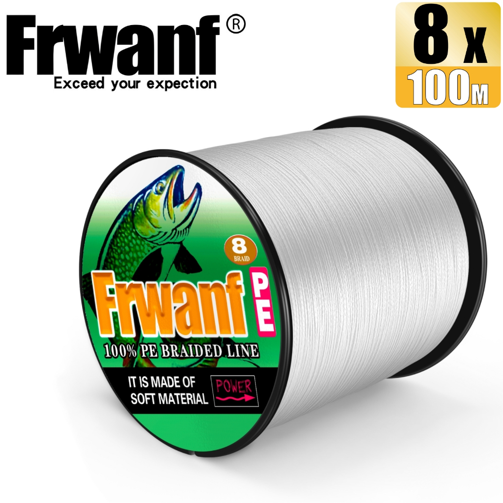 Frwanf สายเอ็นตกปลาถัก PE X8 6-300LB สีขาว 100 ม. 8 เส้น