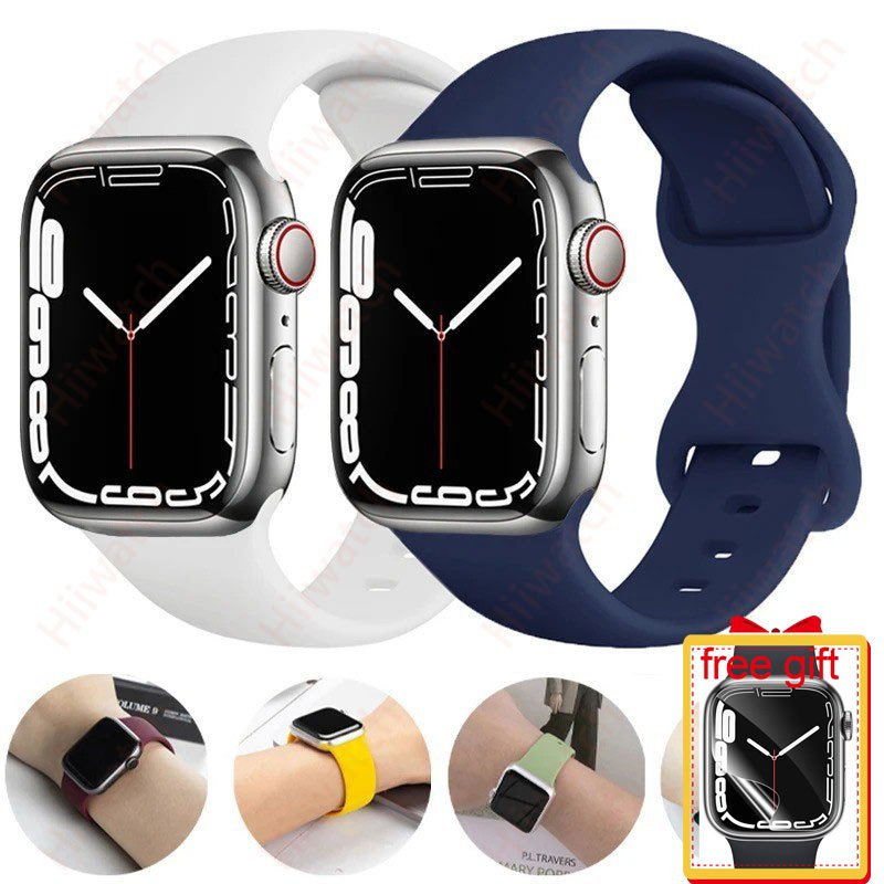 สายนาฬิกาข้อมือ ยางซิลิโคน สําหรับ iWatch 7 6 5 4 3 2 1 Ultra 49 มม. 40 มม. 44 มม. 38 มม. 42 มม. iWatch serie 7 8 41 มม. 45 มม.