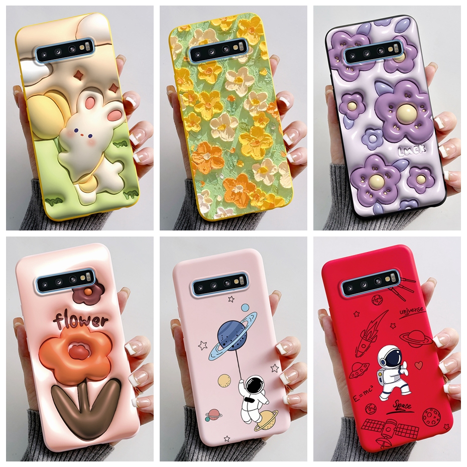 ใหม่ เคสโทรศัพท์มือถือ ซิลิโคนนิ่ม ลายดอกไม้ อวกาศ มนุษย์อวกาศ สําหรับ Samsung Galaxy S10 Plus S10e 2023 S10+