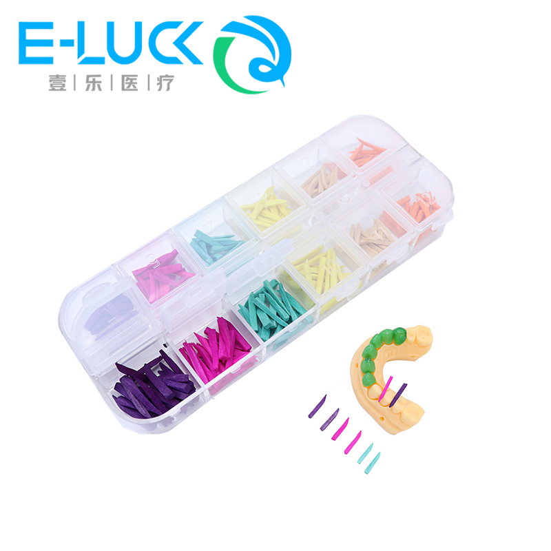 E-luck อุปกรณ์ทันตกรรม แบบใช้แล้วทิ้ง คอมโพสิต คอนทัวร์ ลิ่มไม้ 240 ชิ้นต่อกล่อง