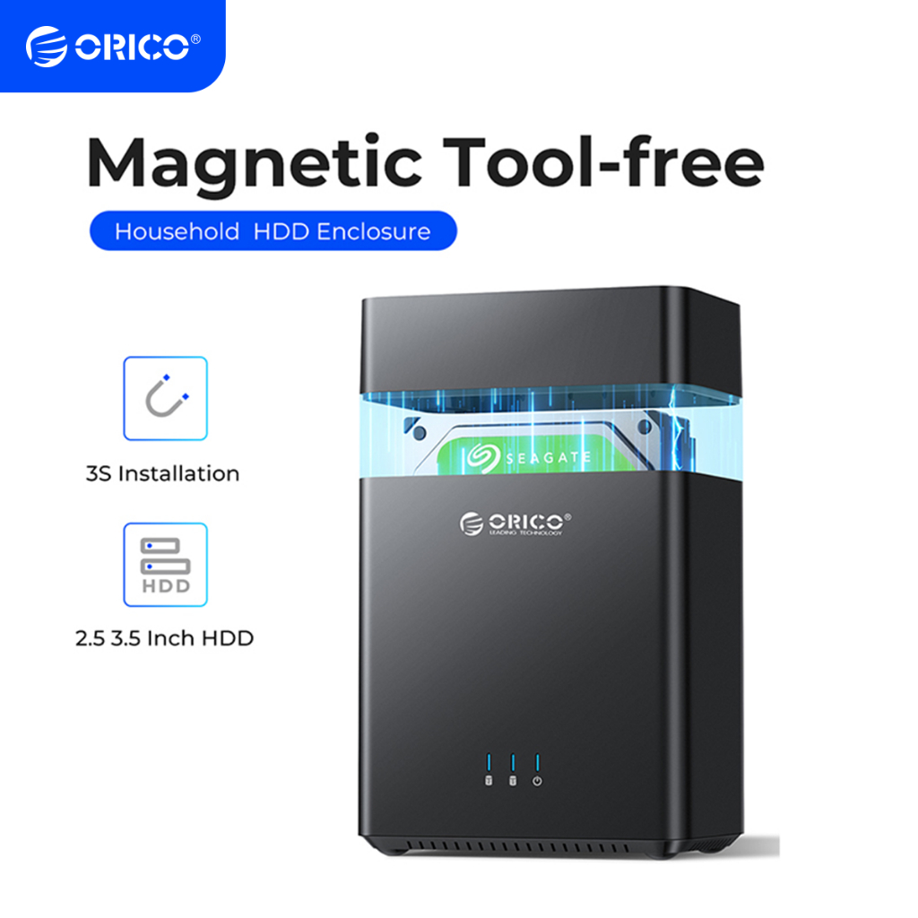 Orico Dual Bay Magnetic-Type 3.5 นิ้ว Type-C / USB 3.0 HDD Enclosure 32TB MAX(DS200C3)