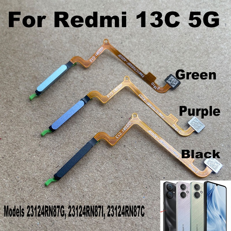 สําหรับ Xiaomi Redmi 13C เซ็นเซอร์ลายนิ้วมือ Recognition Flex Cable ปุ่มสวิตช์ไฟสมาร์ทโฟนอะไหล่ซ่อมเปลี่ยน 4G 5G