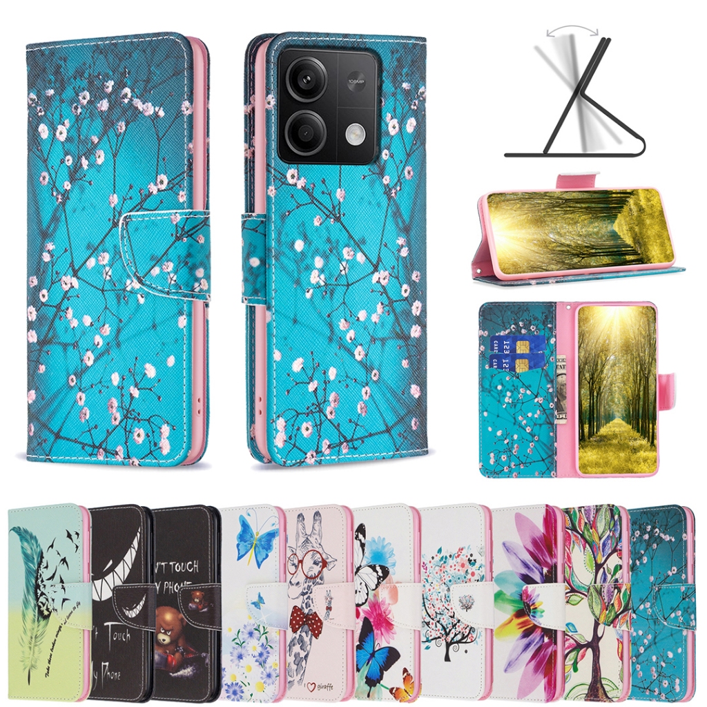 เคสโทรศัพท์มือถือหนังนิ่ม ฝาพับ พร้อมช่องใส่บัตร ตั้งได้ สําหรับ Xiaomi 14 Pro Poco C65 X6 M6 Redmi 13C A3 Note 13 Pro 4G