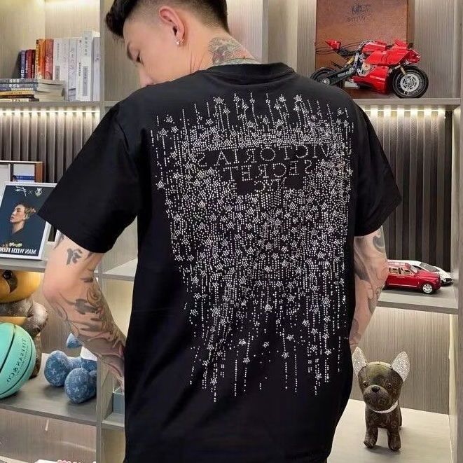 T เสื้อผู้ชายผู้หญิง DIA สองด้านเพชรร้อน Gypsophila VIC ผ้าฝ้ายแท้แขนสั้นชายหญิง Tops
