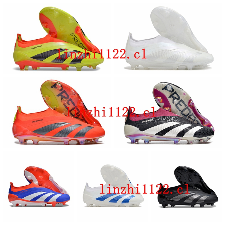 รองเท้าฟุตบอล PREDATORes ELITE LACELES Boots FG Cleats รองเท้าฟุตบอล สีเขียว สีขาว สีดํา สีส้ม พื้นถัก
