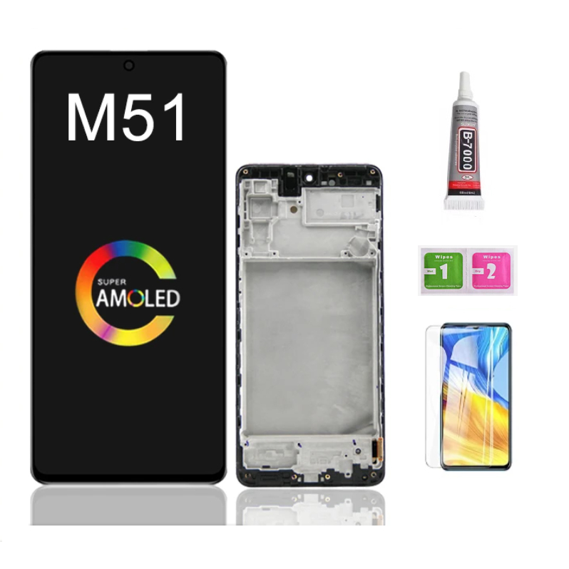 Oled พร้อมกรอบสําหรับ Samsung Galaxy M51 M515 จอแสดงผล LCD พร้อมหน้าจอสัมผัส
