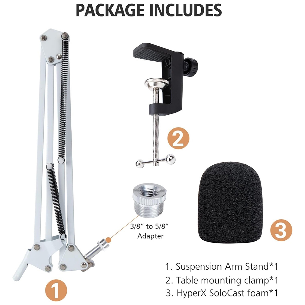 Hyperx SoloCast Boom Arm - แขนบูมไมโครโฟน เข้ากันได้กับไมโครโฟน SoloCast พร้อมฟิลเตอร์ SoloCast Pop 