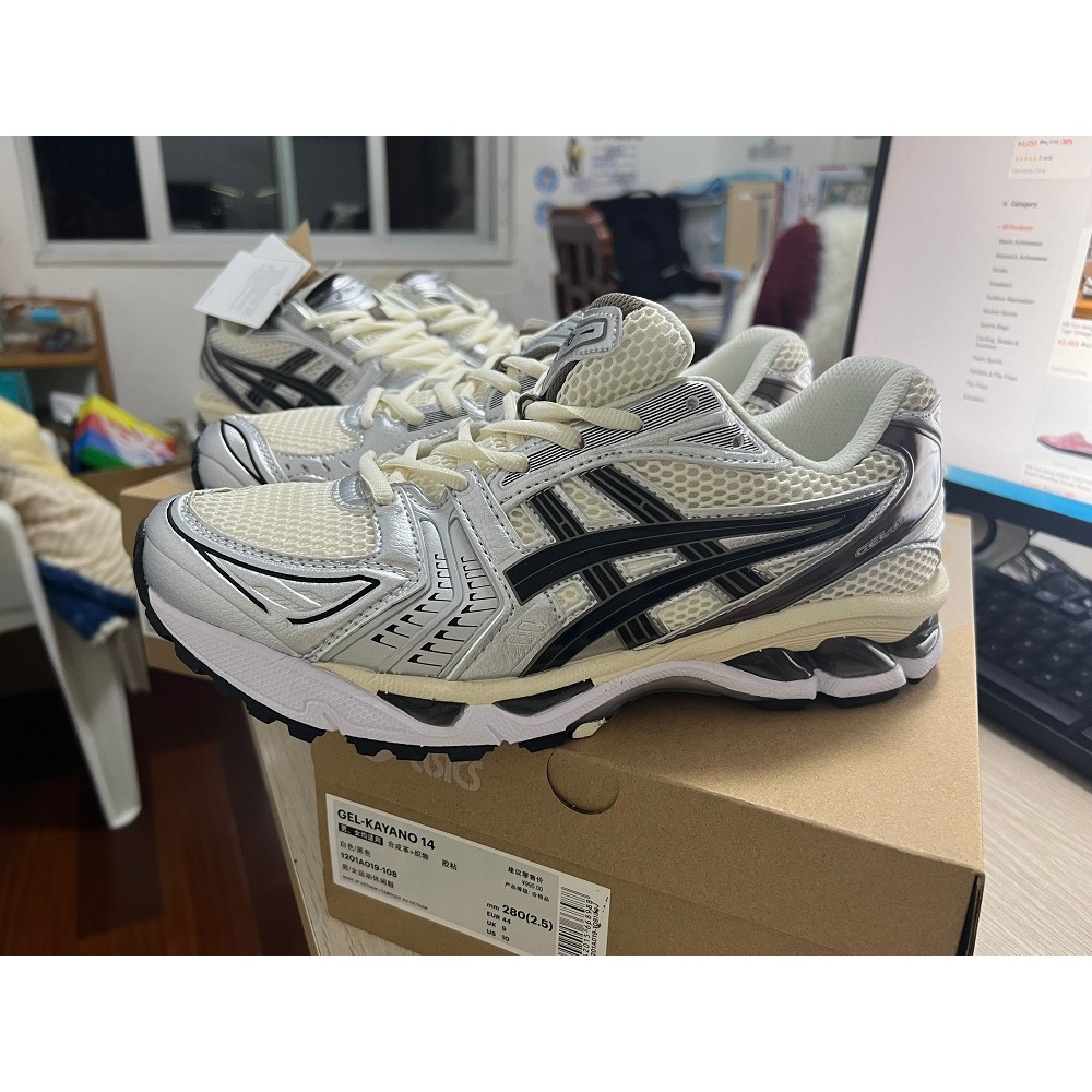 Nn Yun dong ASICS Gel Kayano 14 "สีเงิน สีขาว" รองเท้ากีฬา รองเท้าวิ่ง ลําลอง น้ําหนักเบา สําหรับผู้ชาย และผู้หญิง