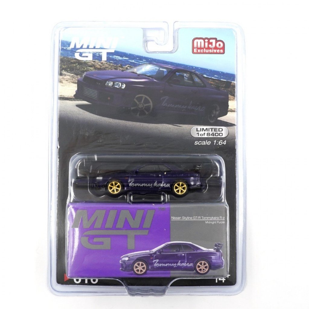 Mini GT MGT00616-MJ 616 1/64 NISSAN SKYLINE GT-R R34 TOMMYKAIRA RZ MIDNIGHT PURPLE RHD BLISTER PACKA
