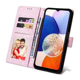 SAMSUNG หรูหราสําหรับsamsung Galaxy A56 5G A26 A36 A16 A06 S25 Ultra A55 A35 A15 A25 5G S24 Ultra A04s S24 Plus M13 5G S24 FE M13 4Gหนังดอกไม้กระเป๋าสตางค์
