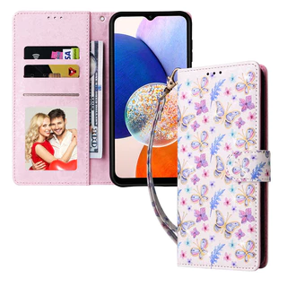 SAMSUNG หรูหราสําหรับsamsung Galaxy A56 5G A26 A36 A16 A06 S25 Ultra A55 A35 A15 A25 5G S24 Ultra A04s S24 Plus M13 5G S24 FE M13 4Gหนังดอกไม้กระเป๋าสตางค์
