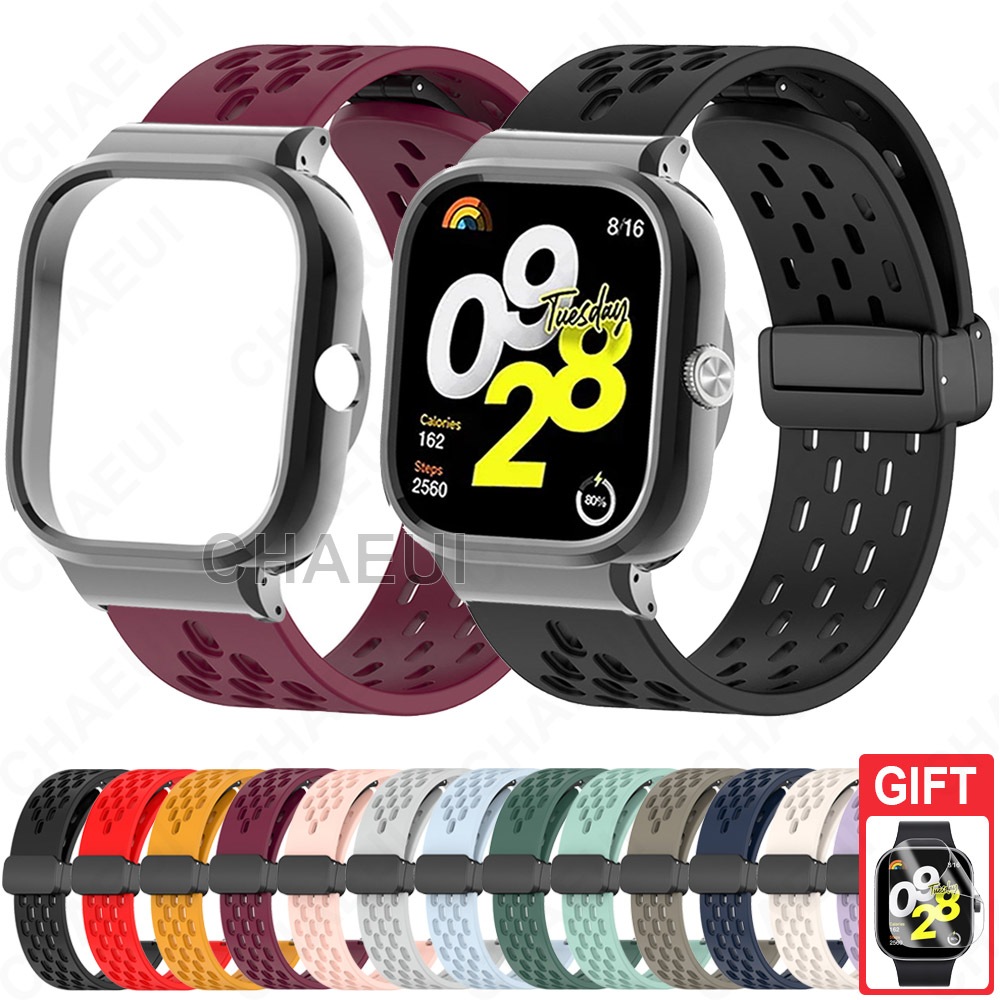 สายรัดซิลิโคนพร้อมเคสเปลี่ยนสร้อยข้อมือระบายอากาศสําหรับ Redmi Watch 5 4 3 2 Lite