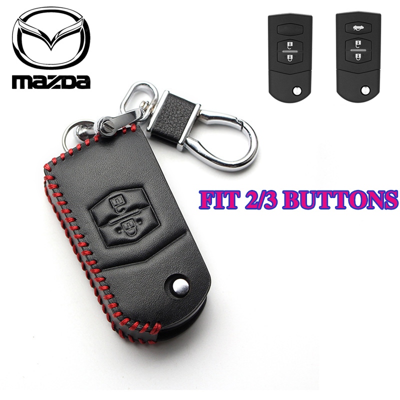 เคสกุญแจรีโมทรถยนต์ แบบหนัง 2 3 ปุ่ม สําหรับ Mazda 3 5 6 series MX5 RX8