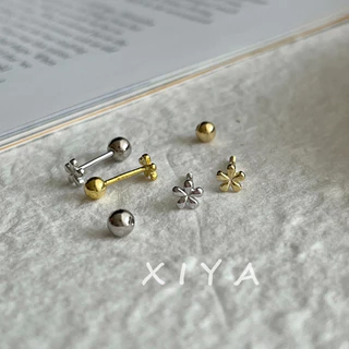 XIYA ต่างหูสกรู รูปดอกไม้ สีทอง ขนาดเล็ก