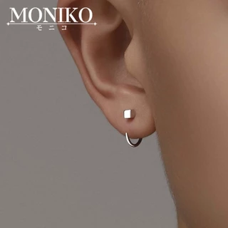 MONIKO ต่างหูสี่เหลี่ยม เหมาะสำหรับทั้งชายและหญิง ดีไซน์อินเทรนด์ ต่างหูเงิน 925 สตั๊ด
