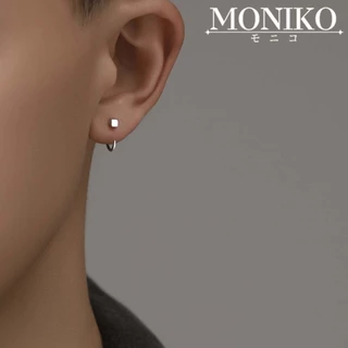 MONIKO ต่างหูสี่เหลี่ยม เหมาะสำหรับทั้งชายและหญิง ดีไซน์อินเทรนด์ ต่างหูเงิน 925 สตั๊ด
