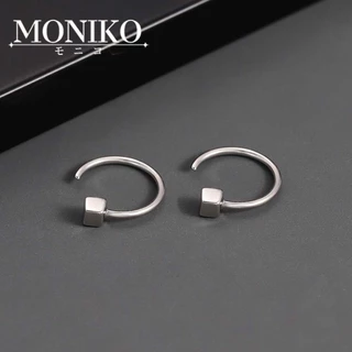 MONIKO ต่างหูสี่เหลี่ยม เหมาะสำหรับทั้งชายและหญิง ดีไซน์อินเทรนด์ ต่างหูเงิน 925 สตั๊ด