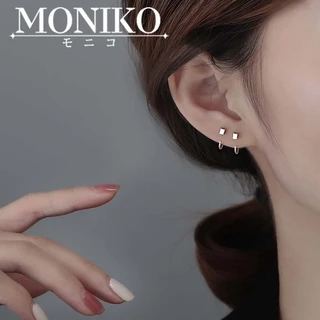 MONIKO ต่างหูสี่เหลี่ยม เหมาะสำหรับทั้งชายและหญิง ดีไซน์อินเทรนด์ ต่างหูเงิน 925 สตั๊ด