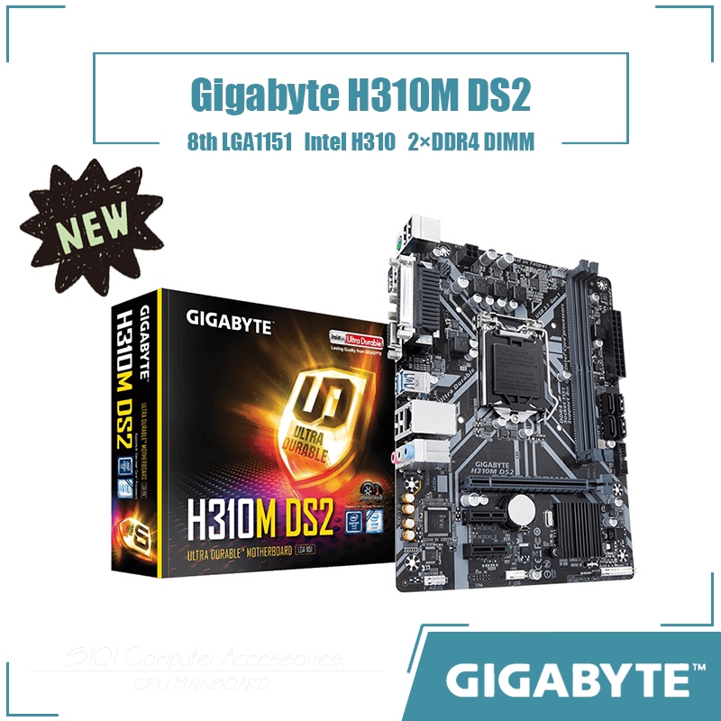 [ใหม่] เมนบอร์ด Gigabyte H310M DS2 2.0 Intel H310 LGA 1151 32GB DDR4 SATA III USB3.1 Micro ATX