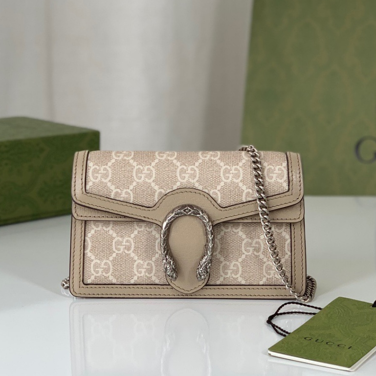 【 Box 】 Gucci's กระเป๋าถือ ใหม่ ของแท้ 100% Dionysus series GG กระเป๋าถือ กระเป๋าสะพายข้าง ขนาดเล็ก