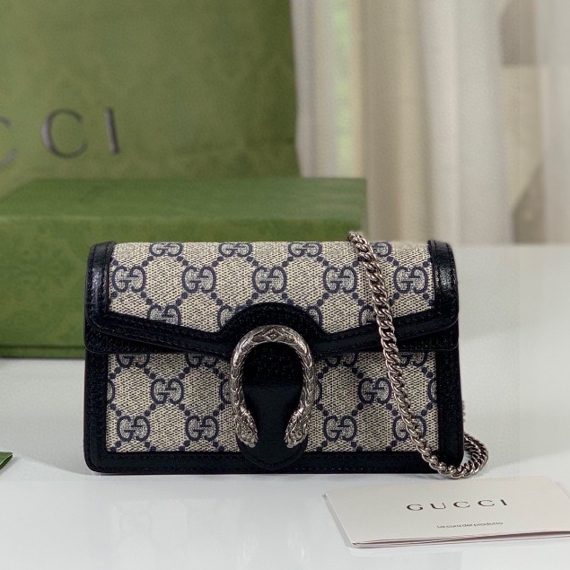【 Box 】 Gucci's กระเป๋าถือ ใหม่ ของแท้ 100% Dionysus series GG กระเป๋าถือ กระเป๋าสะพายข้าง ขนาดเล็ก