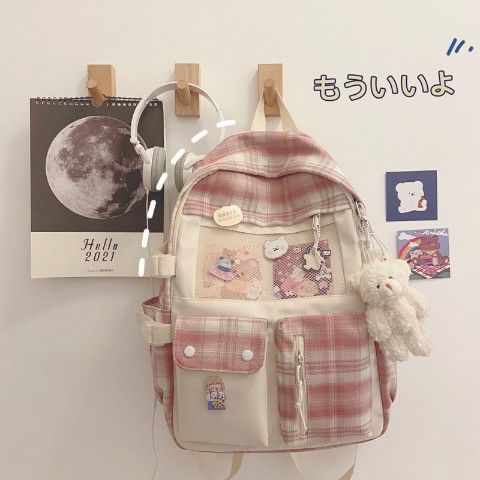 【จัดส่งจากประเทศไทย】 พร้อมส่ง กระเป๋านักเรียน ลายสก๊อตน่ารัก ขนาดใหญ่ สไตล์เกาหลี ฮาราจูกุ สําหรับผู้หญิง นักเรียนมัธยมต้น