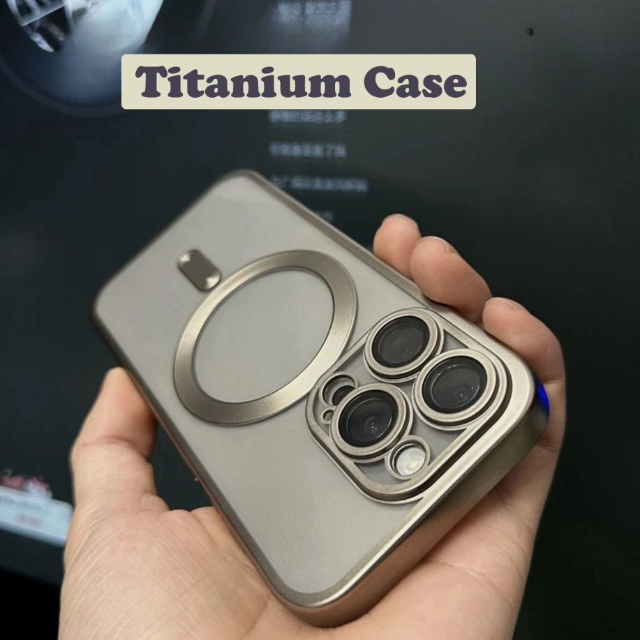 【Titanium soft case/With Lens Film/Gray】เคส compatible for iPhone 11 12 13 14 15 pro max case