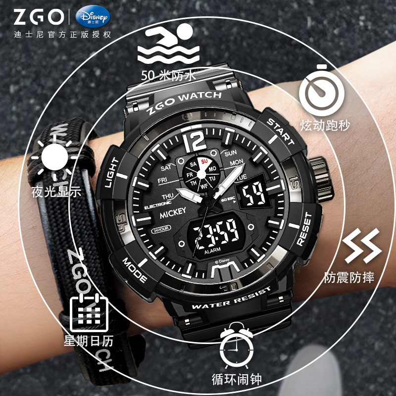 ZGO x Disney ของแท้ นาฬิกาข้อมือแฟชั่น กันน้ํา ลายมิกกี้ มินนี่เมาส์ สําหรับเด็กผู้ชาย ผู้หญิง 504