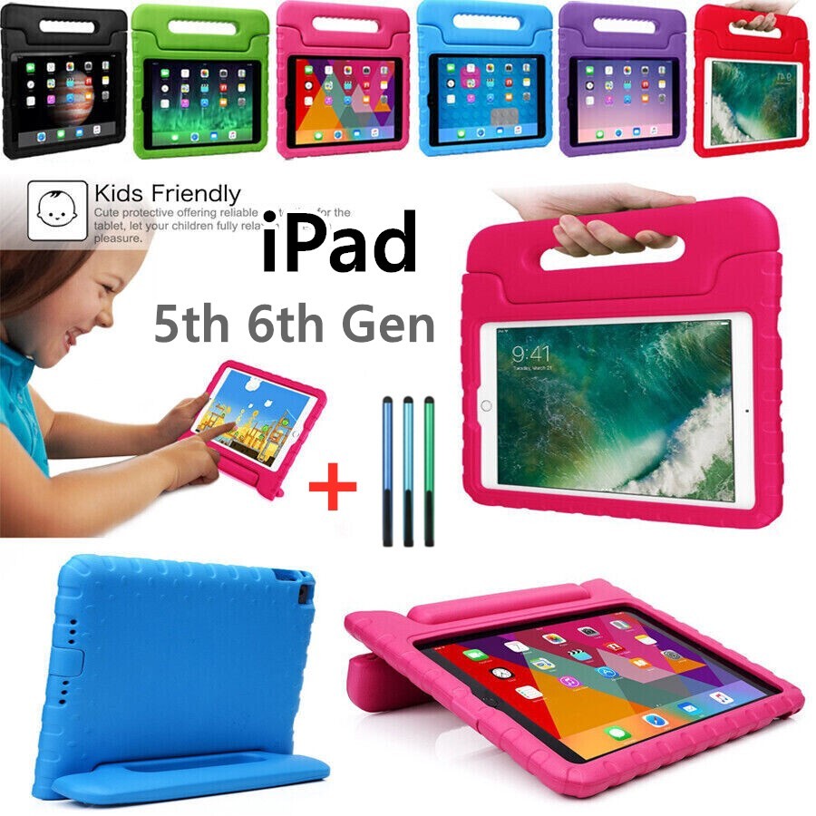 สําหรับ iPad 9.7 นิ้ว 2017/2018 (รุ่นที่ 5) เคสโฟม EVA เด็ก เด็ก ปลอดภัย ที่จับยาง ขาตั้งป้องกันเต็มรูปแบบ กันกระแทก