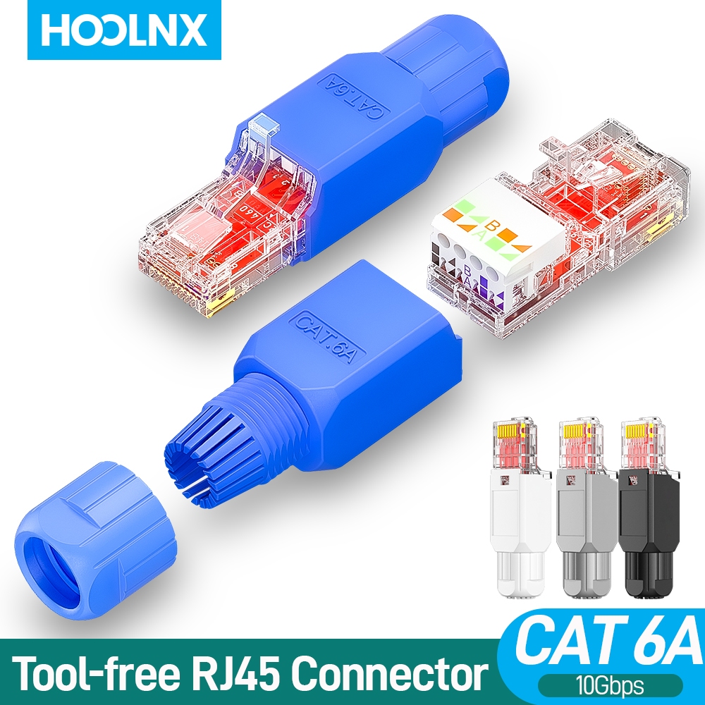 HOOLNX RJ45 คัปเปลอร์ไม่ต้องใช้เครื่องมือ - รับสาย CAT6 CAT6A UTP สายแข็งและสาย绞 สำหรับเครือข่าย