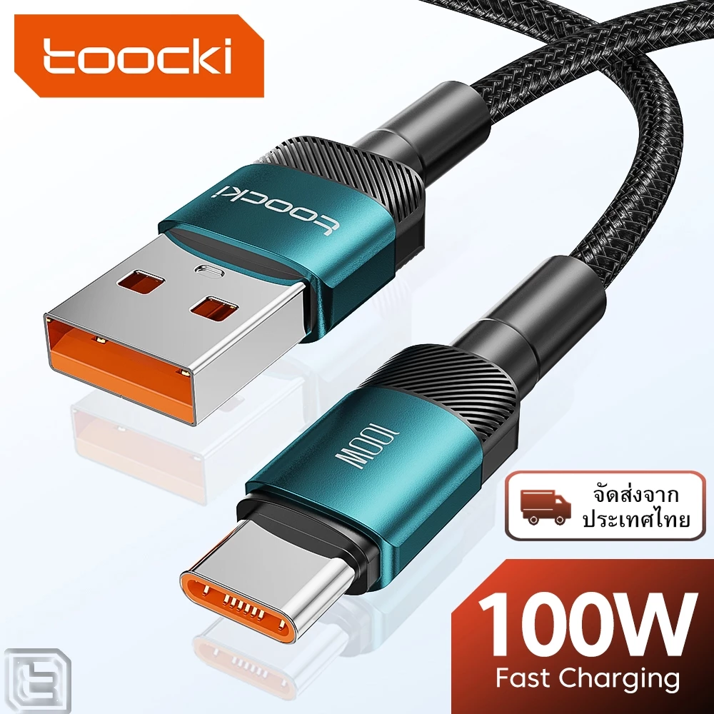 Toocki 100W สายชาต Type C สายชาร์จชาร์จเร็ว USB C สายชาร์จข้อมูลแบบเร็ว รองรับ Huawei Super Fast Charge