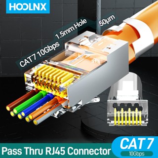 Hoolnx CAT7 RJ45 Pass Through Connectors 3 Prong CAT6A 50U G…