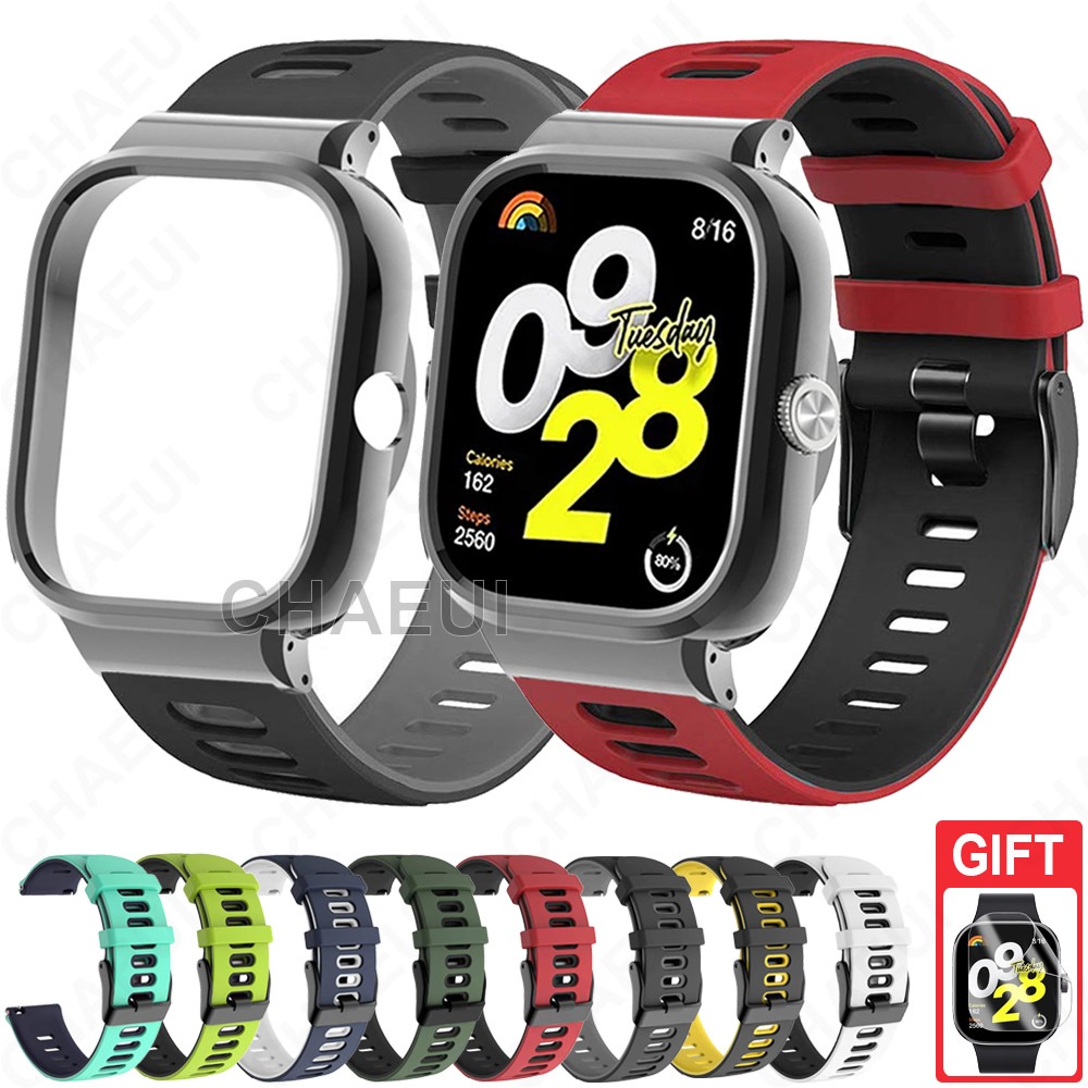 สายซิลิโคนแม่มดกรณีคู่สีสร้อยข้อมือเปลี่ยนสําหรับ Redmi Watch 6 5 4 3 2 Lite