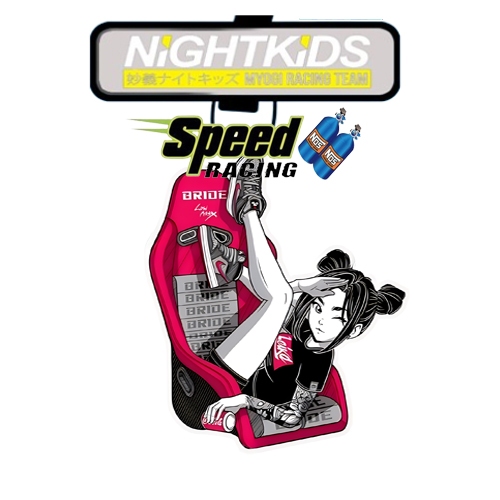 Jdm Speed Racing Girl Car Air Freshener แขวนกระจกมองหลังน้ําหอมจี้กระดาษแข็งJDM Bried อุปกรณ์ตกแต่งภายใน