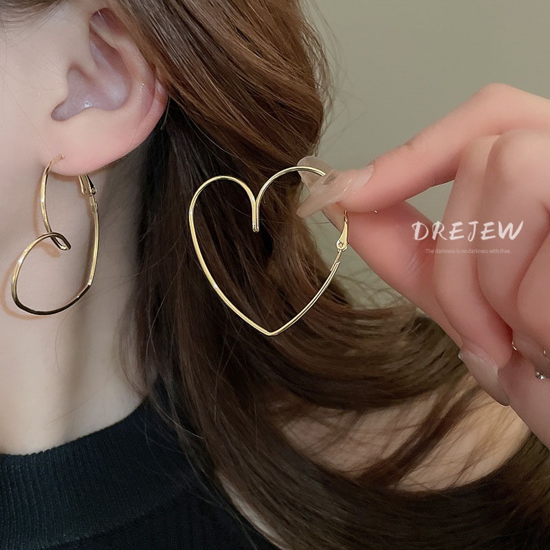 DREJEW ต่างหูเข็มเงิน 925 รูปหัวใจ เรียบง่าย กันแพ้ ระดับไฮเอนด์ แฟชั่น
