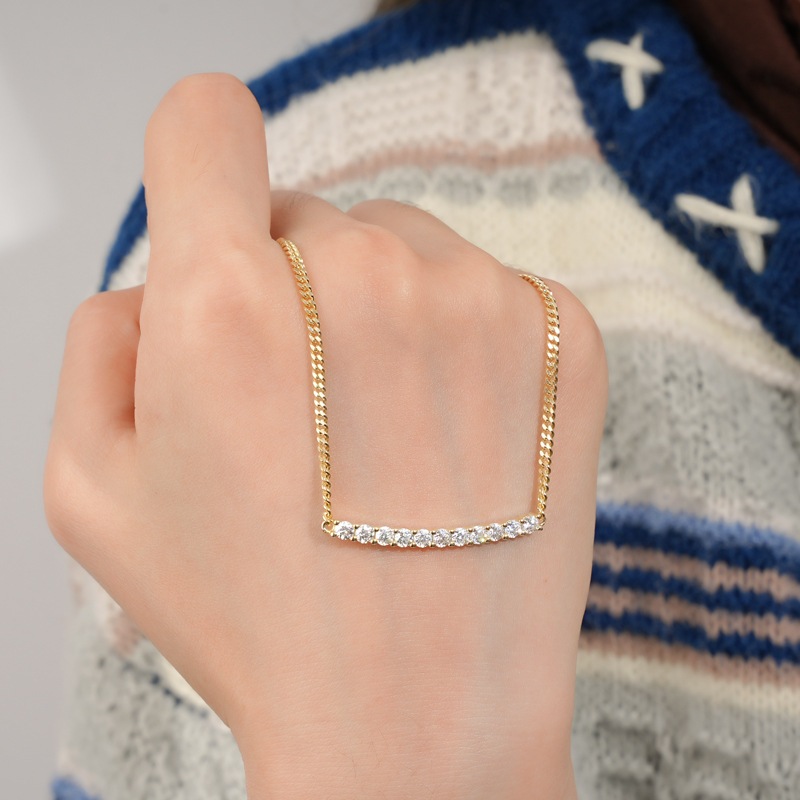 สร้อยคอเงิน S925 เคลือบด้วยทองคำ 18K มีจี้เพชร Moissanite สี D และใบรับรองคุณภาพ GRA 47D