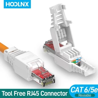 Hoolnx RJ45 ตัวต่อไม่ต้องใช้คีม [CAT6+รับประกัน 3 ปี] - สําหรับสาย 23-26AWG | Tool-Free Modular Plug Reusable 1Gbps