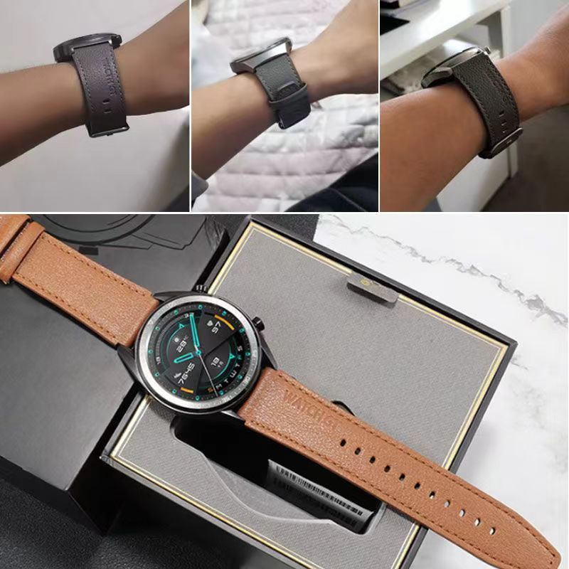 สายหนังแท้ 22 มม. สำหรับ Huawei GT2e gt3 GT4 gt5 watch4 gt3Pro สายคล้องคอ 46 มม. Glory Magic2 สายรัดข้อมือธุรกิจ