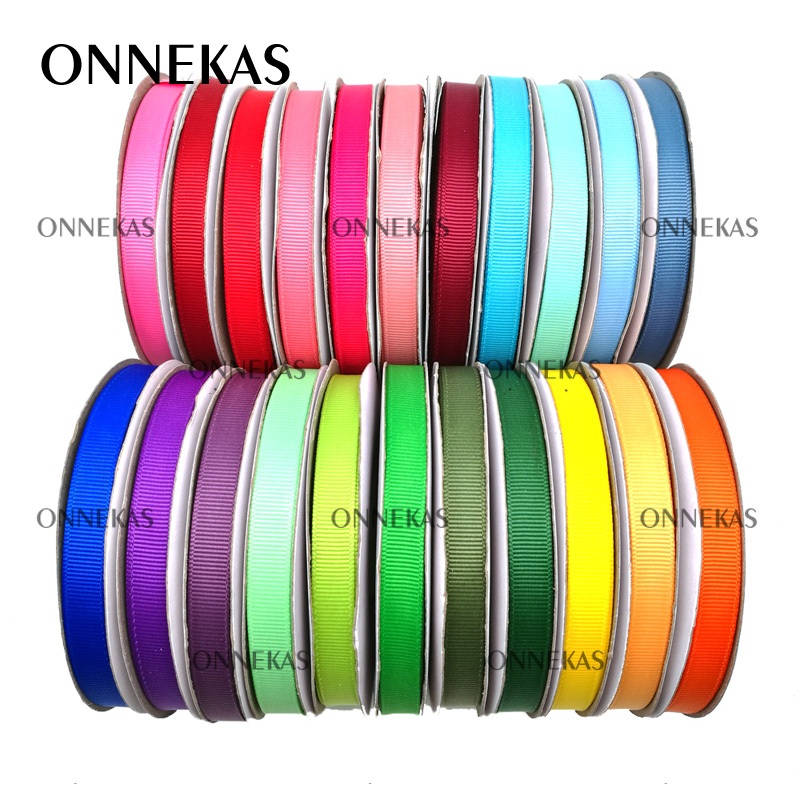 ONNEKAS 18Meters 3/8" 0.9 ซม. 9 มม. ริบบิ้น Grosgrain โพลีเอสเตอร์คุณภาพสูง 100% ริบบิ้น Grosgrain