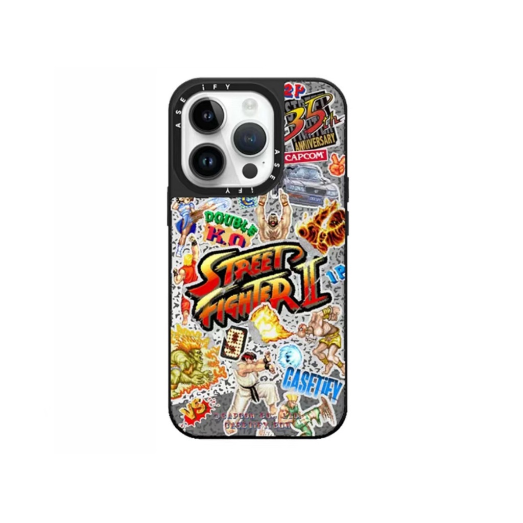เคสป้องกันโทรศัพท์มือถือกระจก กันกระแทก ลายฉลาก Street Fighter สําหรับ iPhone 15 14 13 12 11 X 8P 6P 7 12mini 13mini