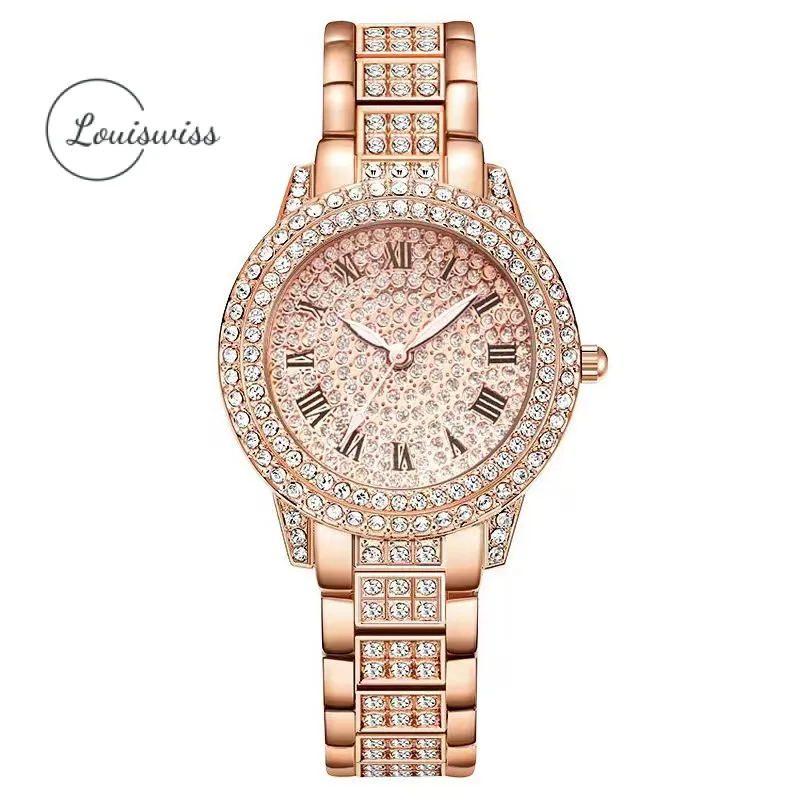 Louiswiss นาฬิกาสตรี นาฬิกาາผู้หญิง แฟชั่น นาฬิกาทอง เพชร ขนาดเล็ก Watch