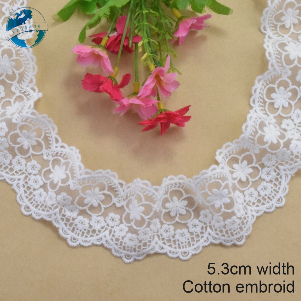 5.3 ซม.ผ้าฝ้ายเย็บปักถักร้อยขอบลูกไม้ลูกไม้ผ้า diy trims มินิเดรสลูกไม้ริบบิ้น garment อุปกรณ์เสริม 4055