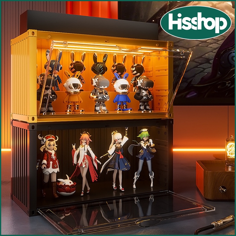 Popmart container,กล่องคอนเทนเนอร์ พร้อมไฟ led แบบแม่เหล็ก สําหรับตั้งโชว์โมเดล,ตู้วางโมเดล