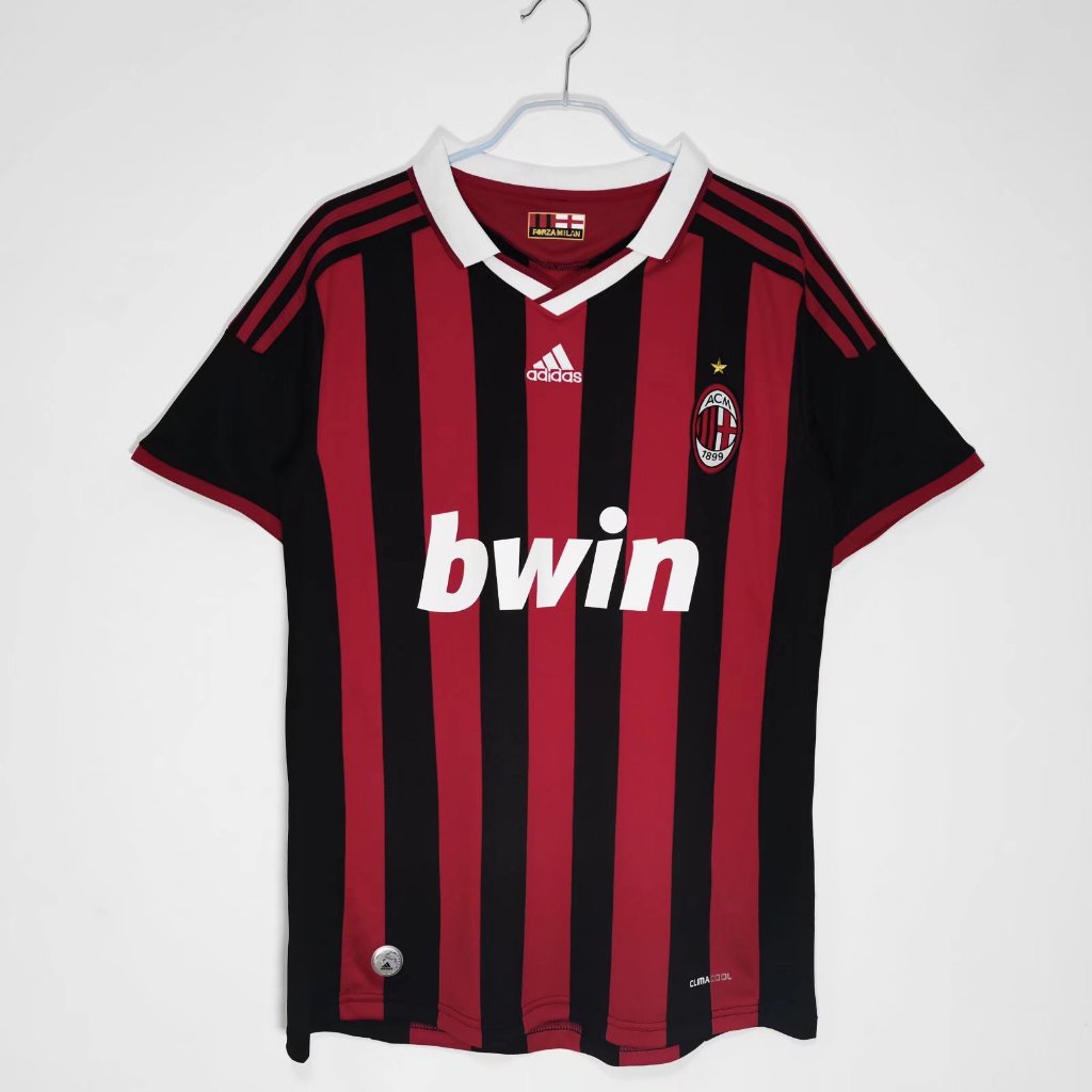 เสื้อกีฬาแขนสั้น ลายทีมชาติฟุตบอล MALDINI 09-10 AC Milan RONALDINHO ชุดเหย้า คุณภาพสูง สไตล์เรโทร