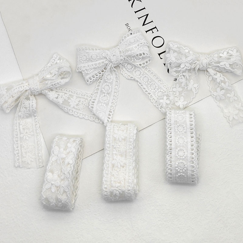 ผ้าลูกไม้ ปักลายดอกไม้ สีขาว 1 หลา 3 ซม. สําหรับตกแต่งเสื้อผ้า งานแต่งงาน diy g41